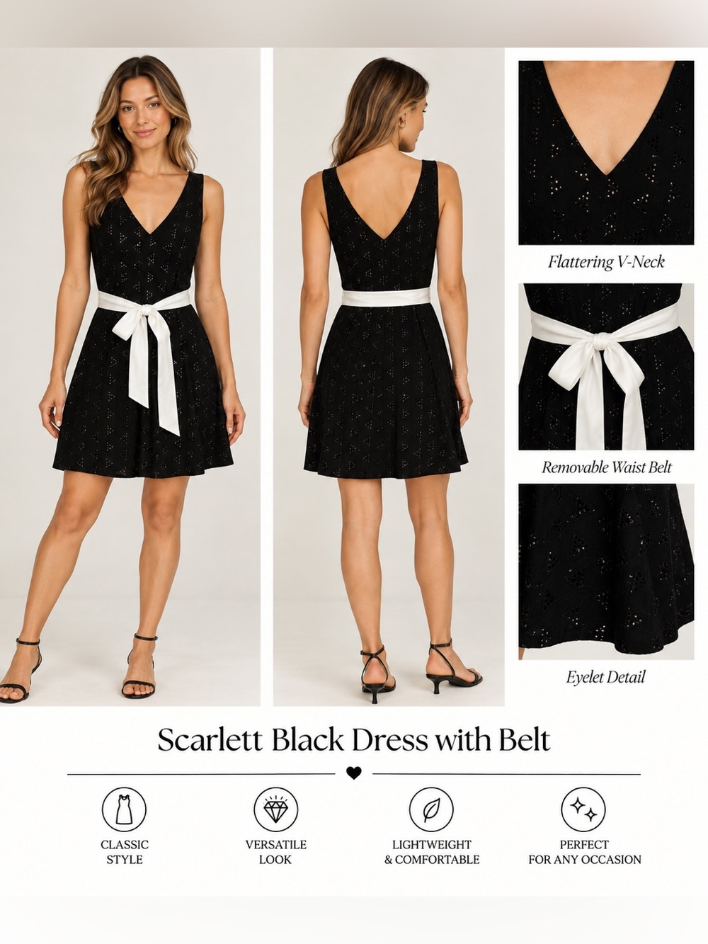 Scarlett‎ Black Dress with Belt